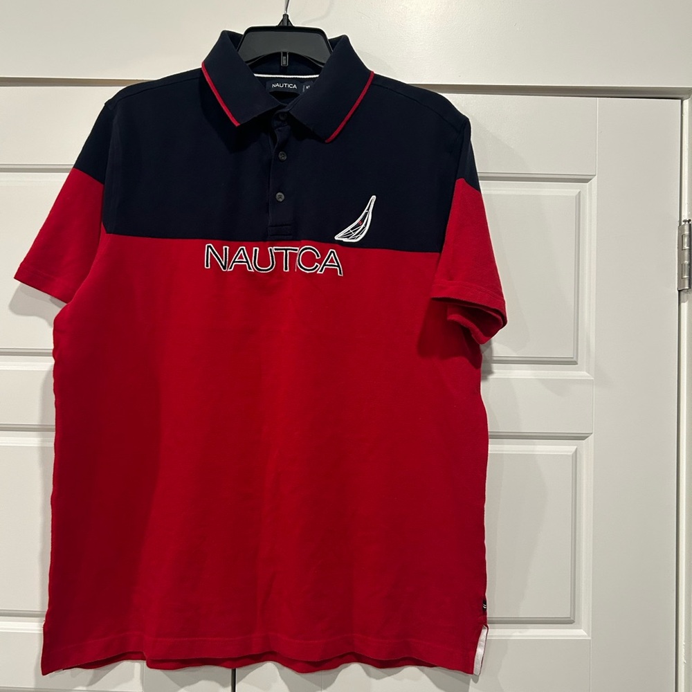 Nautica Men's Polo Shirt in Red and Navy